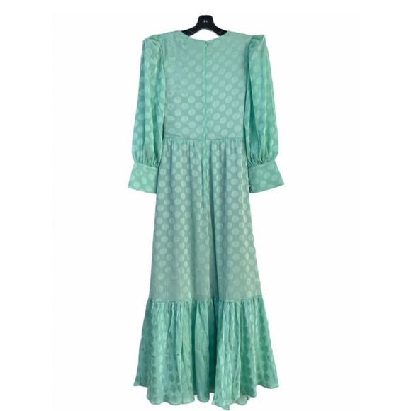 PATBO Satin Dot Printed Green Maxi Dress - Picture 4 of 4